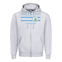 Heather Grey soccer argentina jersey argentinian football la albiceleste Zipper Hoodie - artisFamous