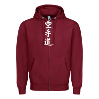 Burgundy kanji karate Zipper Hoodie - artisFamous