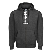 Charcoal Heather kanji karate Zipper Hoodie - artisFamous
