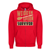 Red wooden spoon survivor Zipper Hoodie - artisFamous