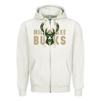 Oatmeal Heather Milkwaukee Bucks Zipper Hoodie - artisFamous