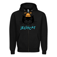 Black jelly cat Zipper Hoodie - artisFamous