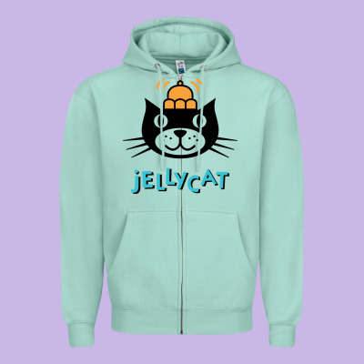 Jelly Cat Zipper Hoodie Designed By Artisfamous