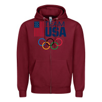 Burgundy usa team Zipper Hoodie - artisFamous
