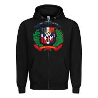 Black dominican republic flag national emblem republica dominicana t shirt Zipper Hoodie - artisFamous