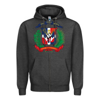 Charcoal Heather dominican republic flag national emblem republica dominicana t shirt Zipper Hoodie - artisFamous