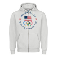 Dove Grey Olympic Rings Zipper Hoodie - artisFamous