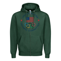 Sports Green Olympic Rings Zipper Hoodie - artisFamous