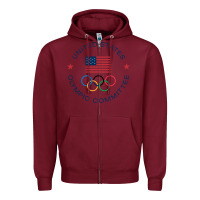 Burgundy Olympic Rings Zipper Hoodie - artisFamous