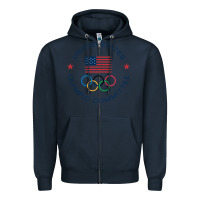 Navy Olympic Rings Zipper Hoodie - artisFamous
