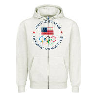 Oatmeal Heather Olympic Rings Zipper Hoodie - artisFamous