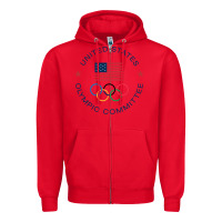 Red Olympic Rings Zipper Hoodie - artisFamous