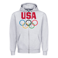 Heather Grey Olympic Rings Zipper Hoodie - artisFamous