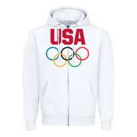White Olympic Rings Zipper Hoodie - artisFamous
