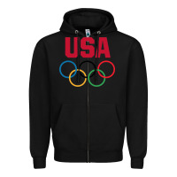 Black Olympic Rings Zipper Hoodie - artisFamous