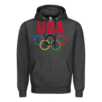 Charcoal Heather Olympic Rings Zipper Hoodie - artisFamous