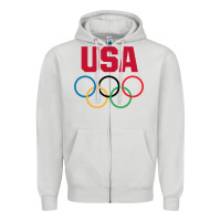 Dove Grey Olympic Rings Zipper Hoodie - artisFamous