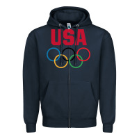 Navy Olympic Rings Zipper Hoodie - artisFamous