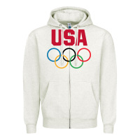 Oatmeal Heather Olympic Rings Zipper Hoodie - artisFamous