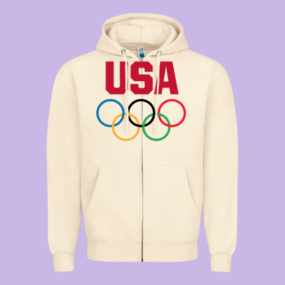 Olympic Rings Zipper Hoodie Designed By Artisfamous