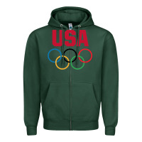 Sports Green Olympic Rings Zipper Hoodie - artisFamous