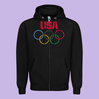 Olympic Rings Zipper Hoodie Designed By Artisfamous