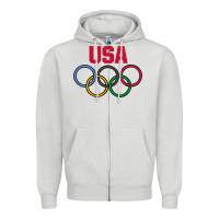 Dove Grey Olympic Rings Zipper Hoodie - artisFamous