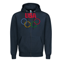Navy Olympic Rings Zipper Hoodie - artisFamous