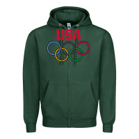Sports Green Olympic Rings Zipper Hoodie - artisFamous