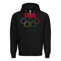 Black Olympic Rings Zipper Hoodie - artisFamous