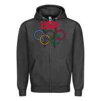Charcoal Heather Olympic Rings Zipper Hoodie - artisFamous