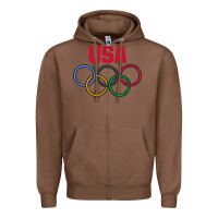 Chestnut Olympic Rings Zipper Hoodie - artisFamous