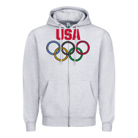 Heather Grey Olympic Rings Zipper Hoodie - artisFamous