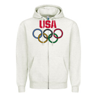 Oatmeal Heather Olympic Rings Zipper Hoodie - artisFamous