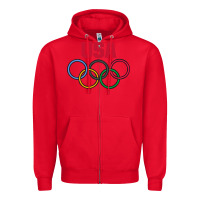Red Olympic Rings Zipper Hoodie - artisFamous