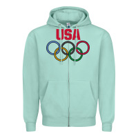 Seafoam Olympic Rings Zipper Hoodie - artisFamous