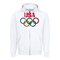 White Olympic Rings Zipper Hoodie - artisFamous
