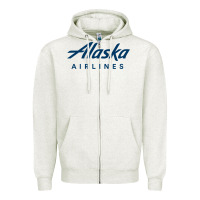 Oatmeal Heather Alaska Airlines Zipper Hoodie - artisFamous