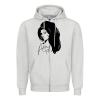 Dove Grey Amy Winehouse Zipper Hoodie - artisFamous