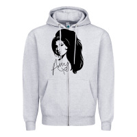 Heather Grey Amy Winehouse Zipper Hoodie - artisFamous