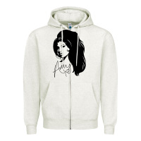 Oatmeal Heather Amy Winehouse Zipper Hoodie - artisFamous