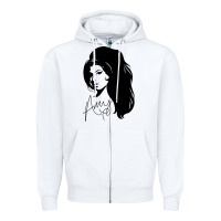 White Amy Winehouse Zipper Hoodie - artisFamous