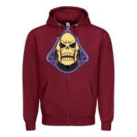 Burgundy Vintage Skeletor Zipper Hoodie - artisFamous