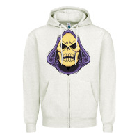 Oatmeal Heather Vintage Skeletor Zipper Hoodie - artisFamous