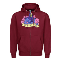 Burgundy Vintage Skeletor ı am not nice Zipper Hoodie - artisFamous