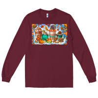 Burgundy Thanksgiving Coffee Drink Kids Cup Long Sleeve Tee - CowhideDigitalArt