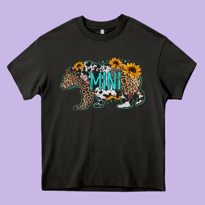 Baby Bear Mini Sunflowers Leopard Cowhide Mother's Day Heavy Core Tee Designed By Jasminsmagicworld