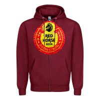 Burgundy red horse Zipper Hoodie - artisFamous