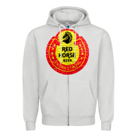 Dove Grey red horse Zipper Hoodie - artisFamous