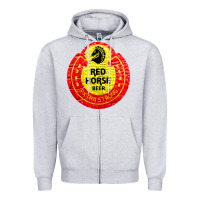 Heather Grey red horse Zipper Hoodie - artisFamous